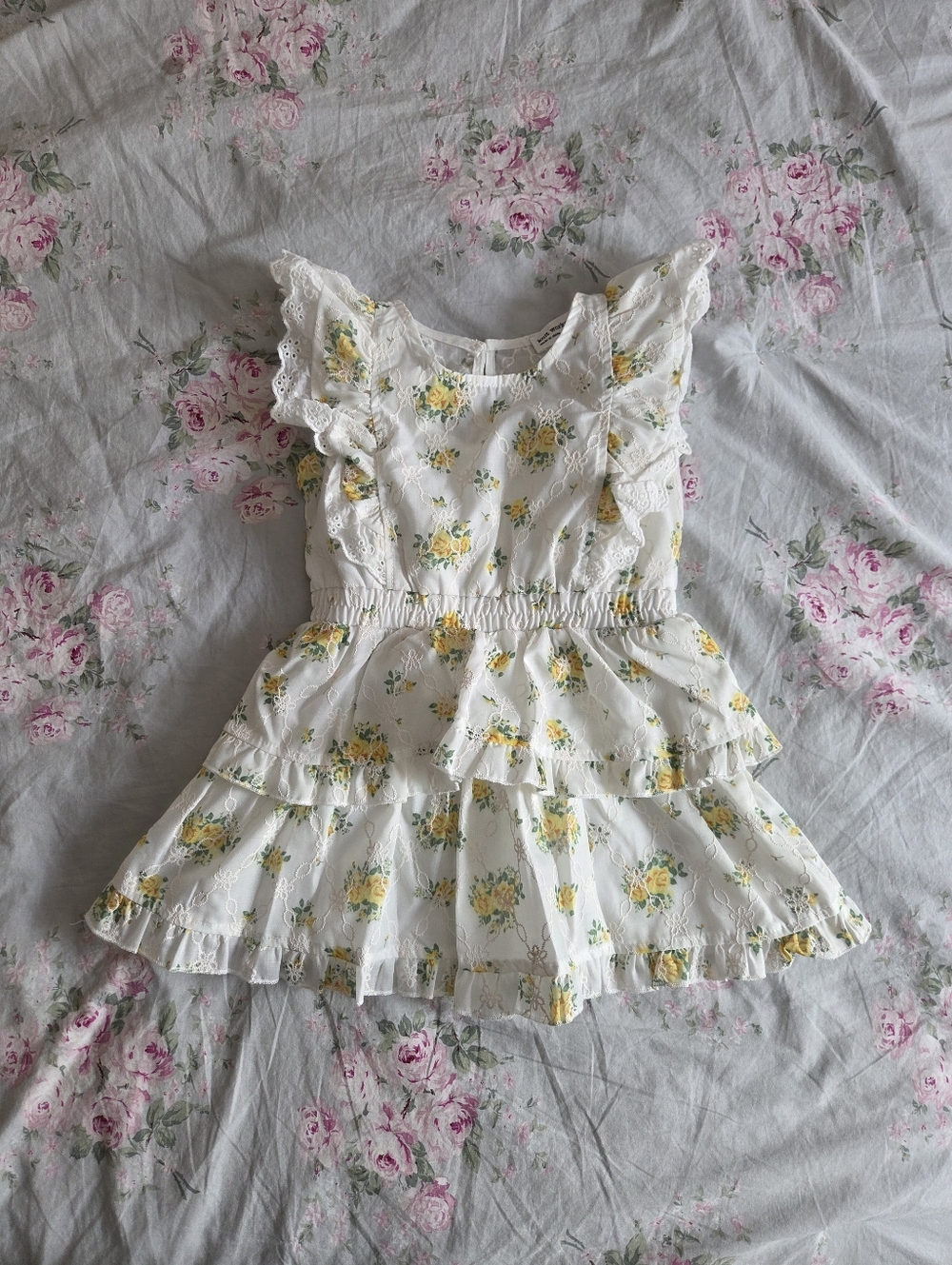 Knitworks Yellow Rose Ruffled Girls Dress 2T LSF Vibes